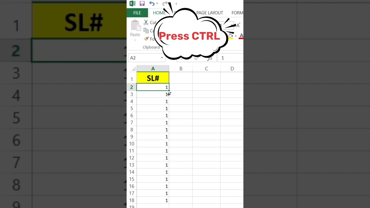 Auto-Fill Serial Numbers in Excel Using Ctrl + Drag: Quick Tutorial#excel