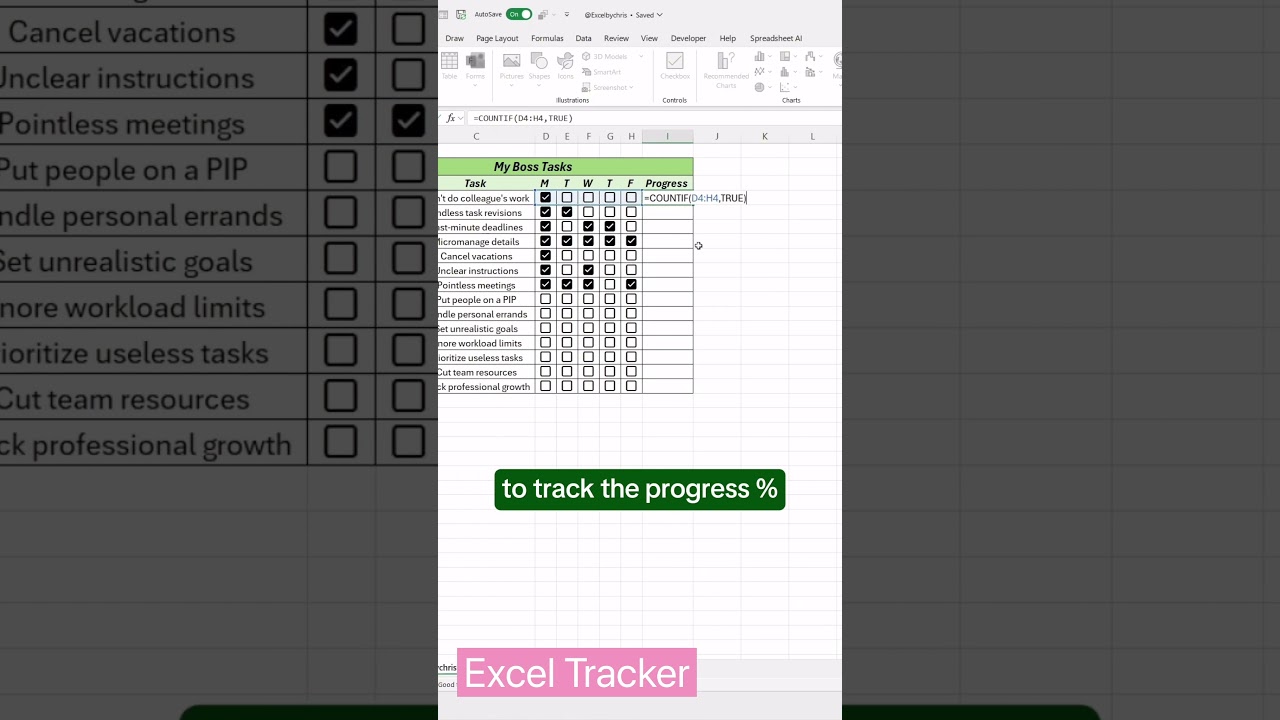 Track progress like a pro style #excel #exceltips #exceltutorial