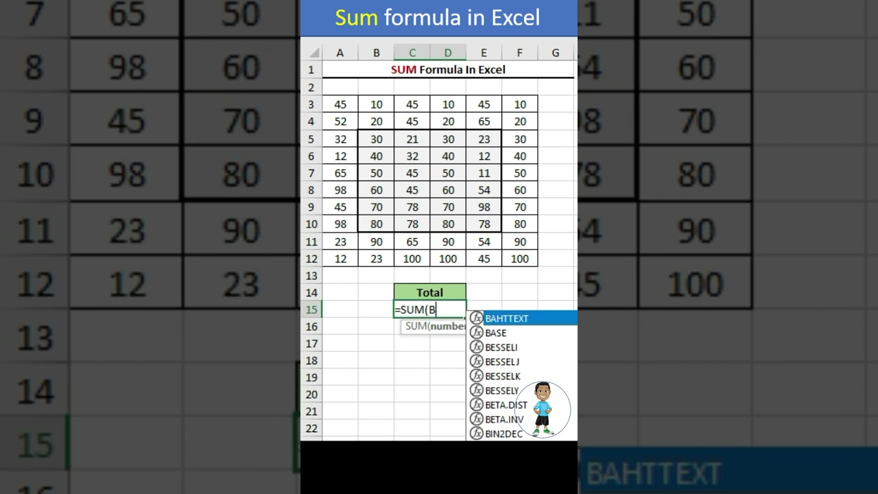SUM Formula in Excel #excel #exceltips #exceltutorial #exceltips #microsoftexcel #msexcelfullcourse
