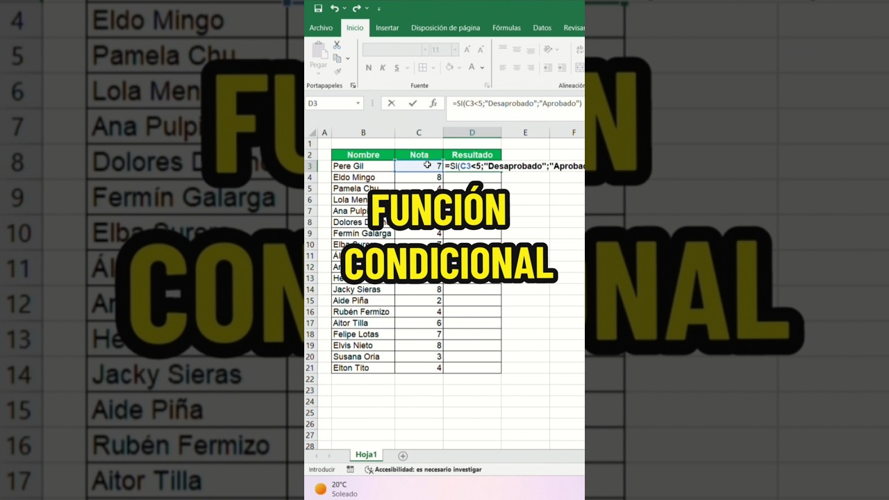 Aprende a usar la función condicional en Excel.#excel #exceltricks #exceltips #exceltutorial #edunex