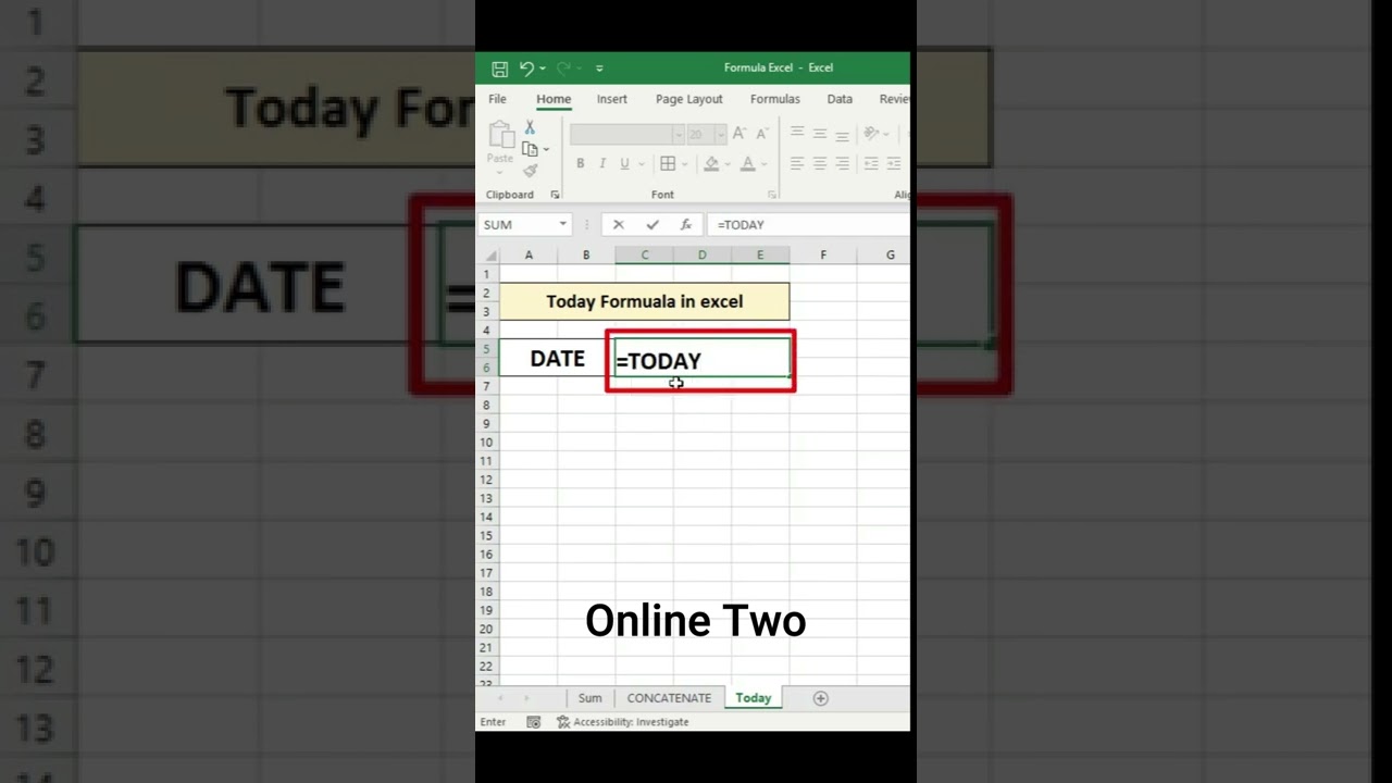 Today Formula in Excel