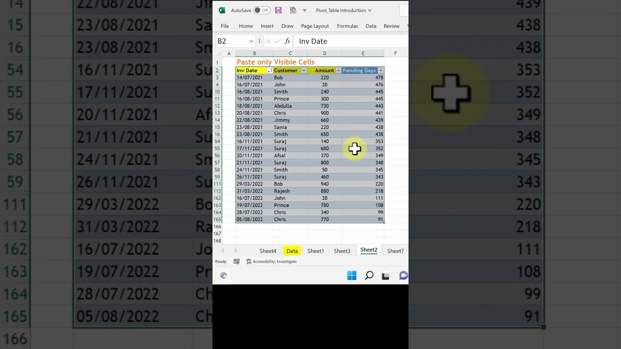 How to copy paste only visible cells