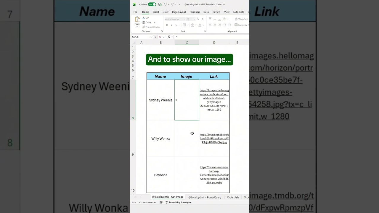 How to import images in Excel from URLs #excel #spreadsheet #exceltips