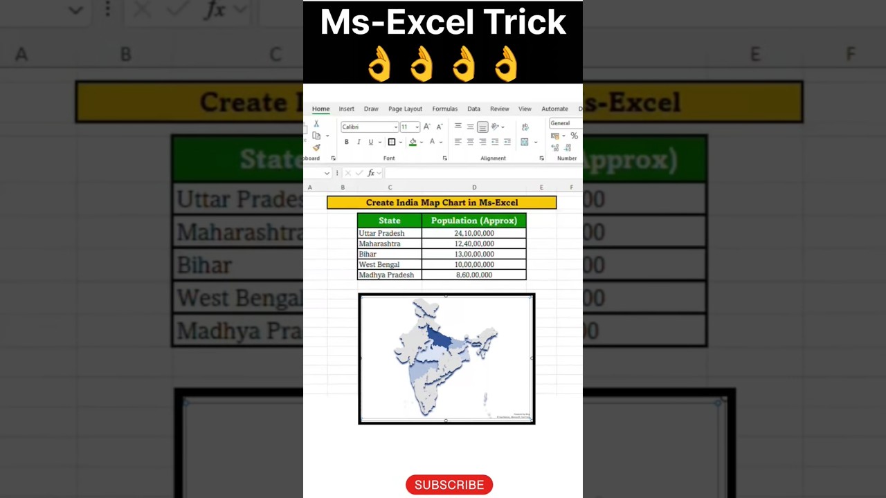 Ms-Excel Trick to Create India Map Chart????#excel#exceltutorial#exceltips#excelhacks#excelshorts#excel
