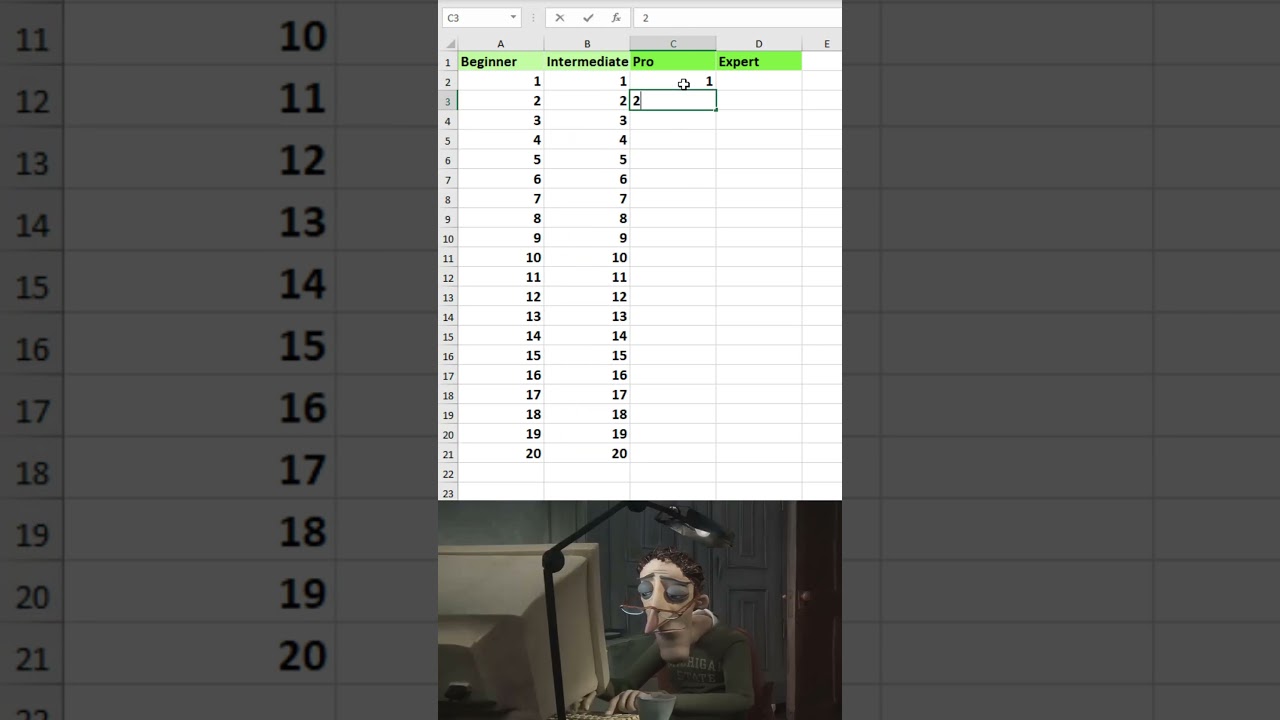 Excel levels – from noob to master ???? #exceltips #spreadsheets #office