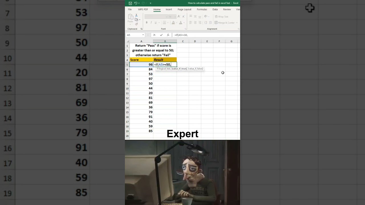 How to calculate pass and fail in excel fast ???? #exceltips #spreadsheets #office