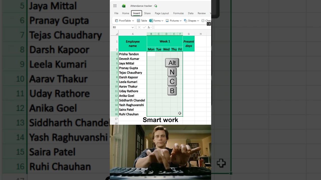 Excel attendance tracker using checkboxes ???? #exceltips #spreadsheets #office