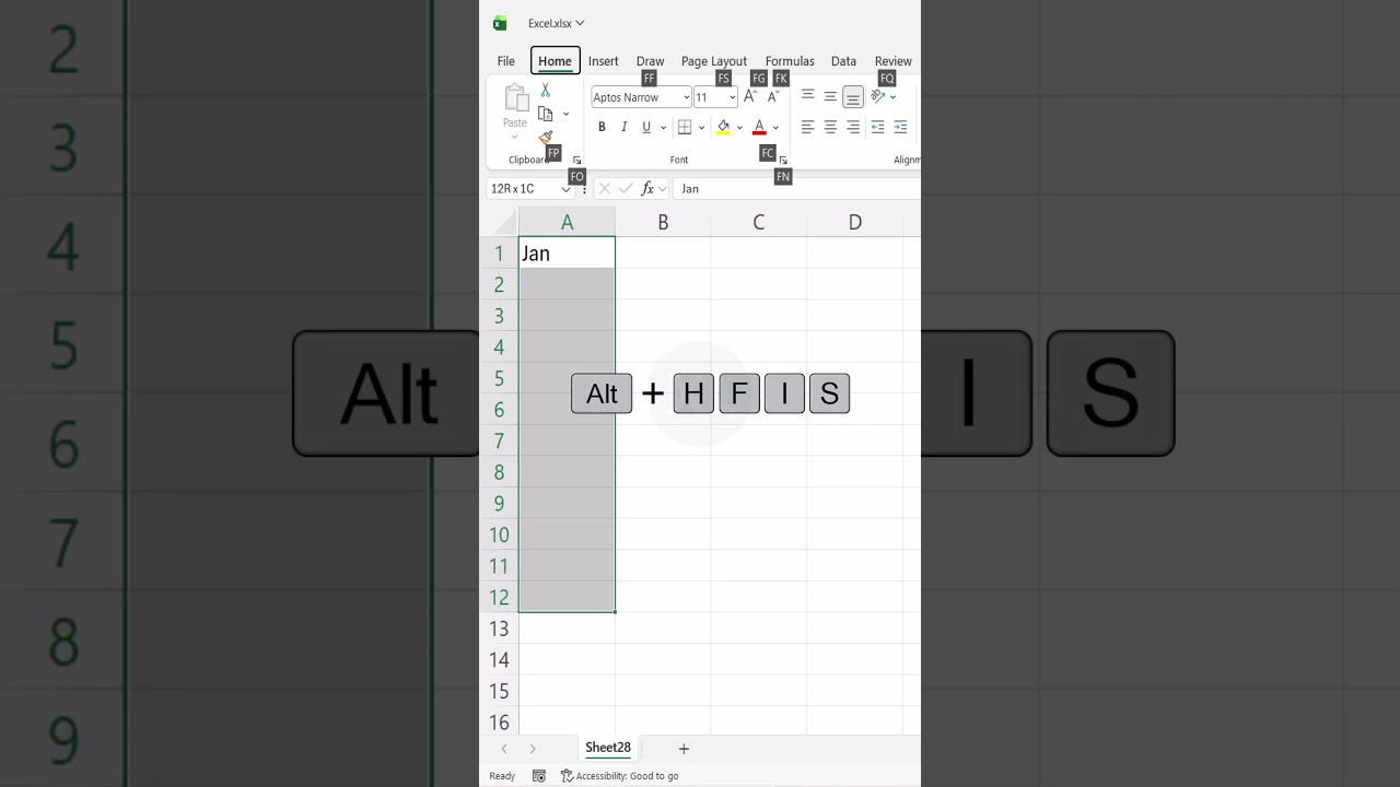 Quick Month Series – One Shortcut Does It #excel #exceltips #excelforbeginners #office