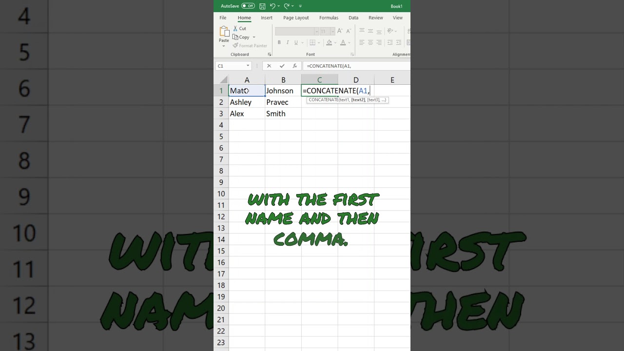 How to Combine First and Last Names in Excel