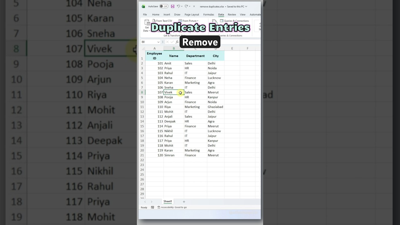 How to Remove Duplicate Values in Excel | Excel Tips