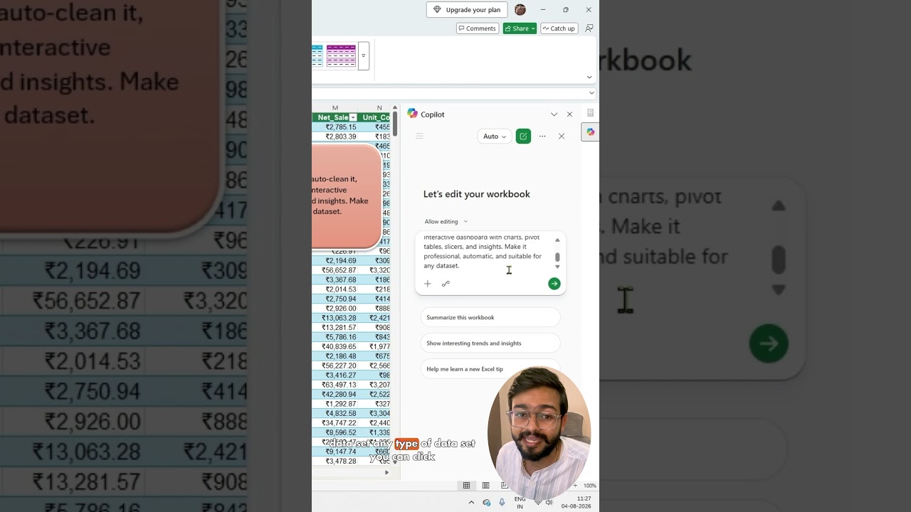 How to Create Copilot Dashboard in Excel! Excel Amazing Trick  #excel #exceltips #shorts