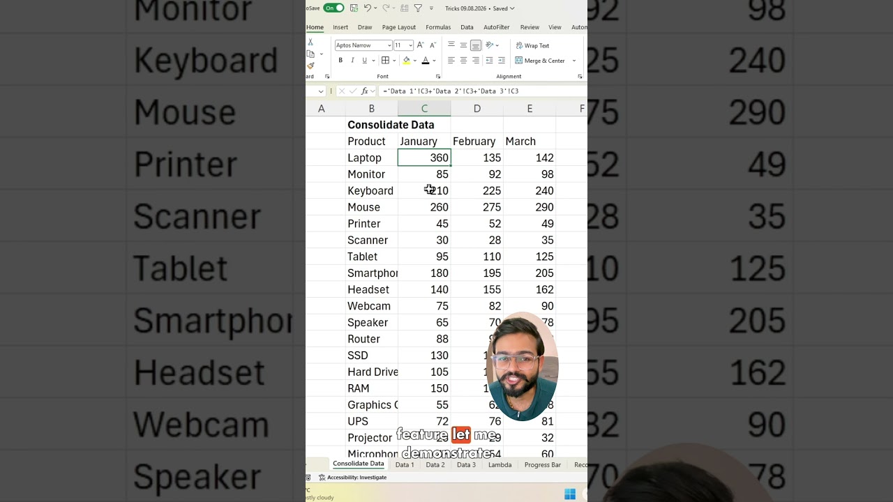 Don’t Consolidate Data Manually in Excel! Instead use Amazing Trick  #excel #exceltips #shorts