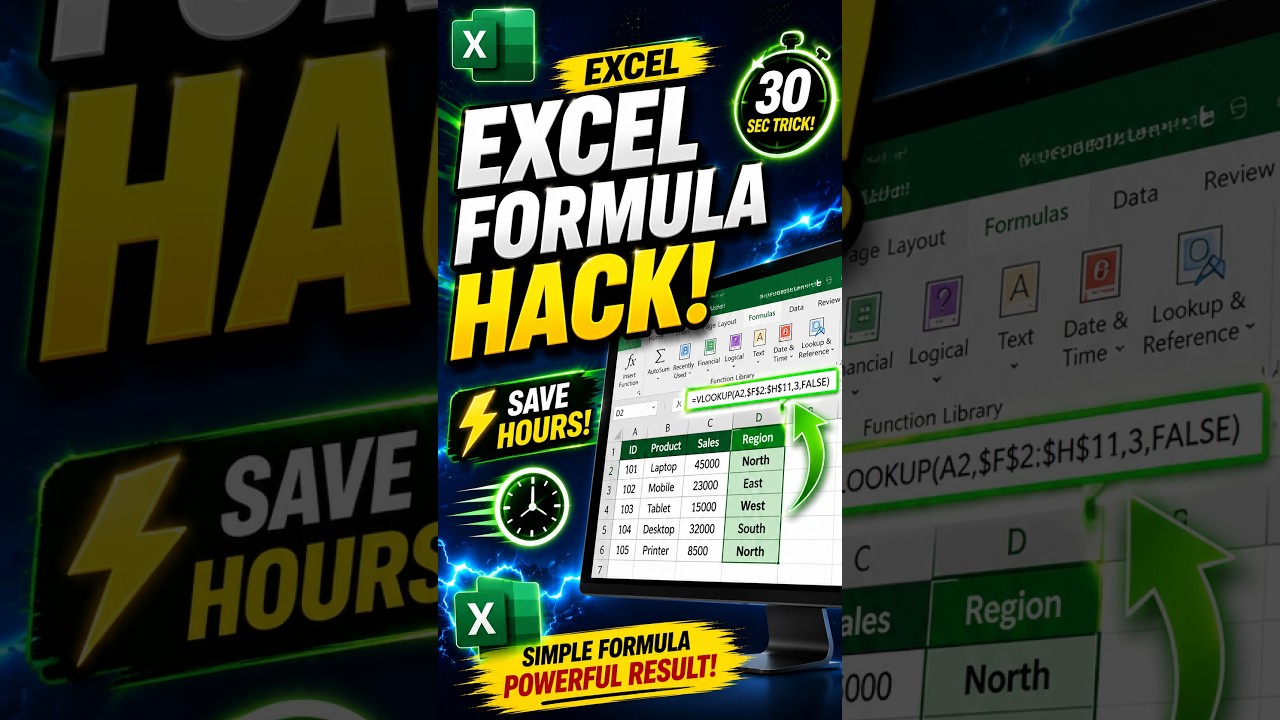 Excel Formula Hack You Must Learn! ???? | Excel Tips & Tricks #Shorts