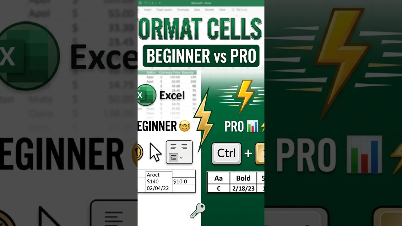 @LantanaPhoenixAcademy :  Excel Format Cells Shortcuts: Beginner vs Pro! ???????? | Excel Tips|Tricks