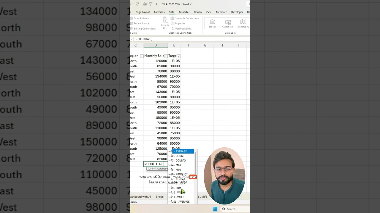 Don’t use Sum in Excel! Instead use Amazing Function #excel  #exceltips #short