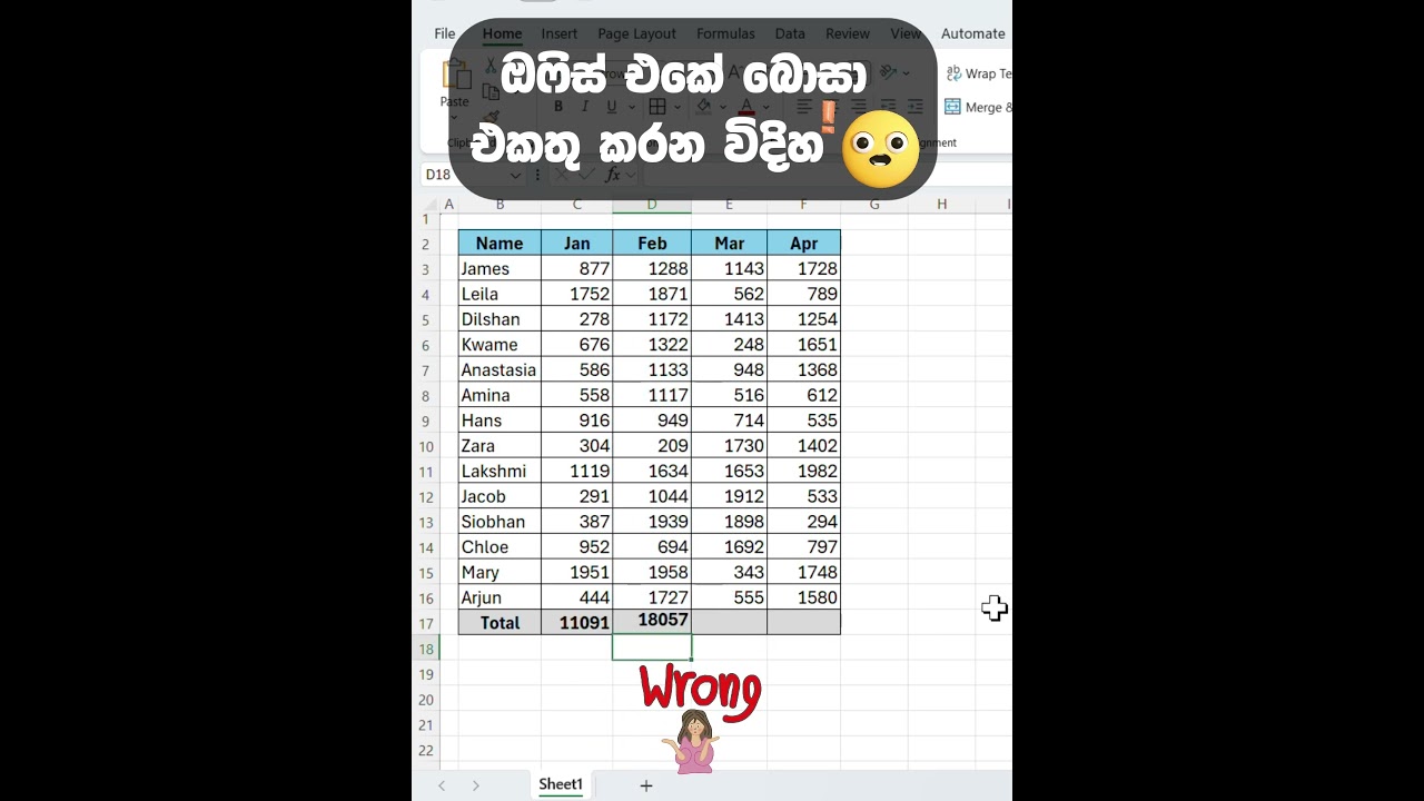 Excel SUM like a Pro #excel #sinhala #sinhalatutorial #exceltips #sinhalashorts #sinhlatutorial