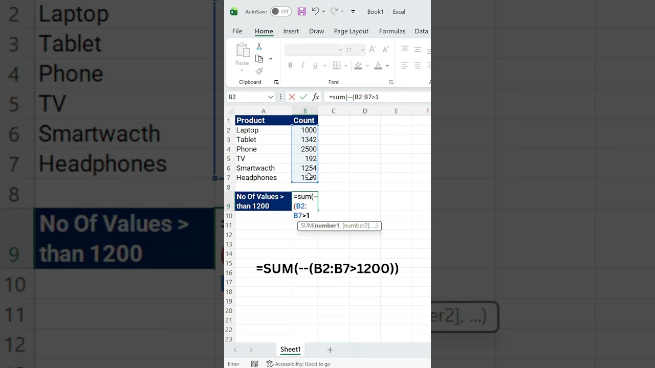 Excel Hidden Formula for Counting Values Instantly #excel #exceltips #ytshorts