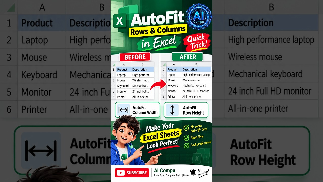 AutoFit Rows & Columns in Excel | Excel Tips & Tricks