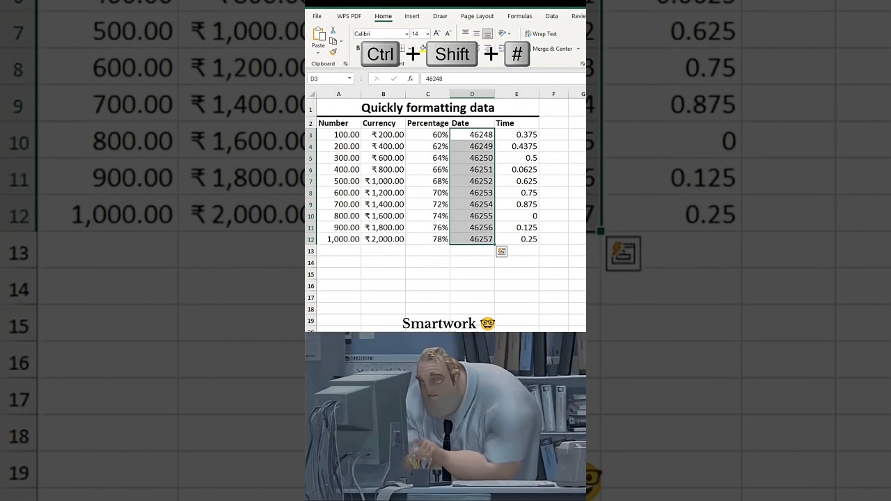 Excel Formatting Shortcut key 🤓 #excel #exceltips #exceltutorial #office #shortsfeed #shorts