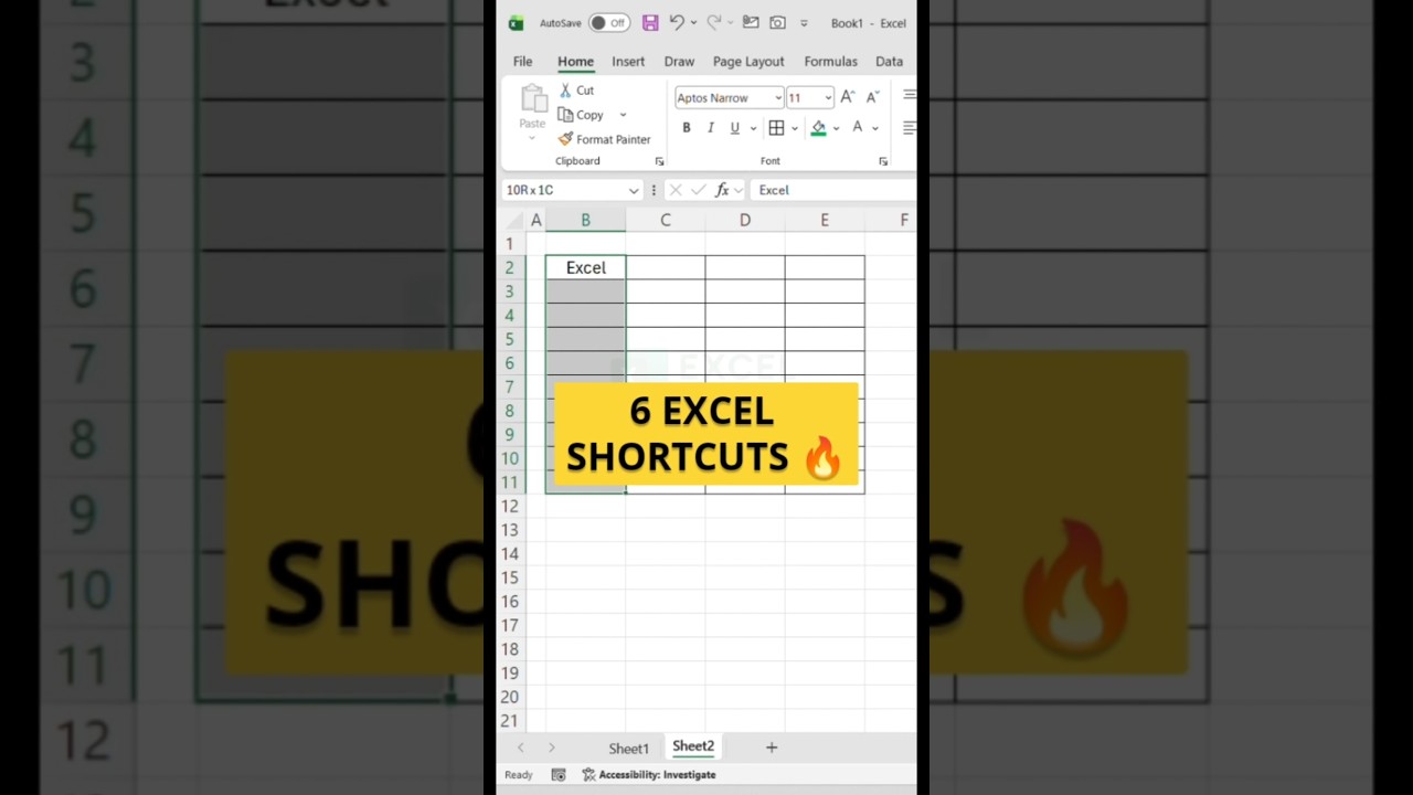 6 Excel Shortcuts You Need to Know! 🔥 #excel #exceltips