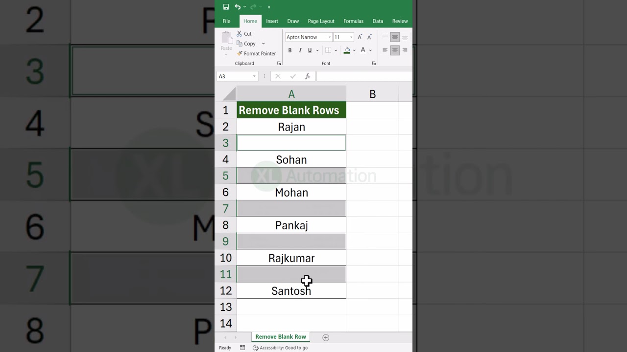 One Trick Clears Entire Blank Rows — emphasizes simplicity #excel #exceltips #excelforbeginners
