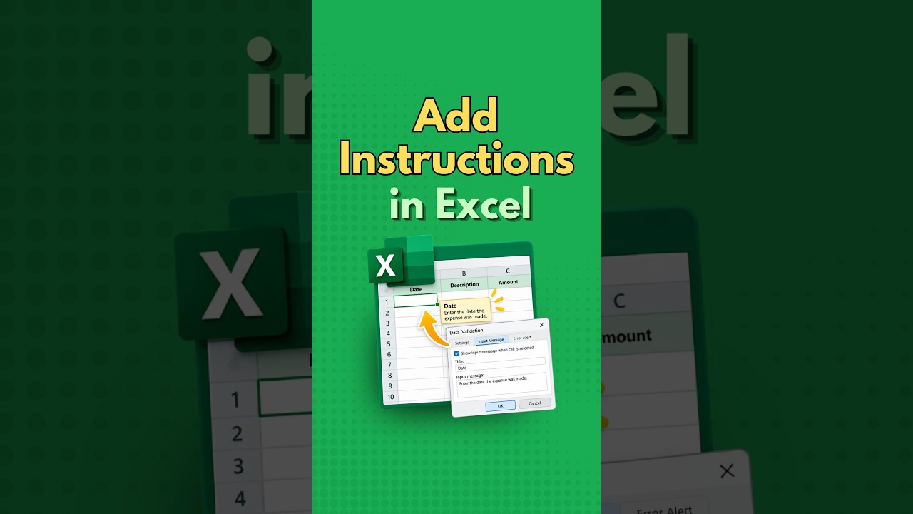 Add Instructions to Excel Cells with Data Validation